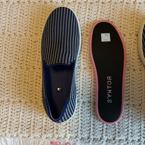 Rothy's The Original Slip On Sneaker Riviera Pinstripe Washable Sneaker Size 7 - Picture 8 of 8
